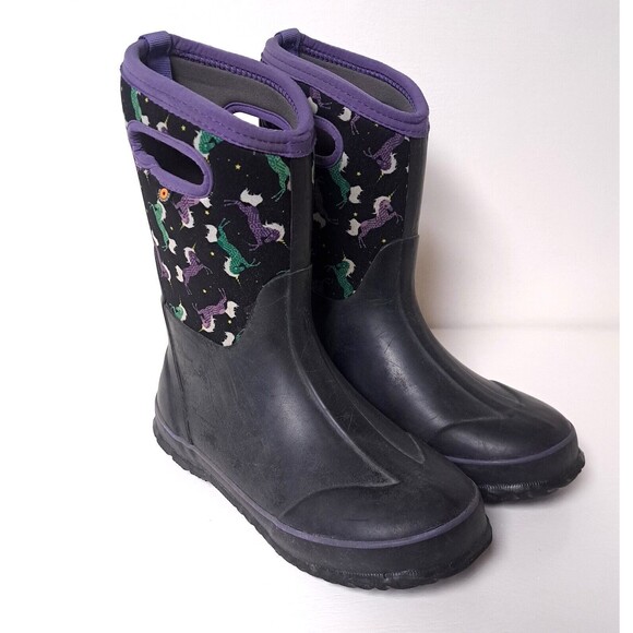 Bogs Kids Classic -30 Degree Insulated Unicorn Black Waterproof Boots Youth 5 38 - Picture 2 of 14